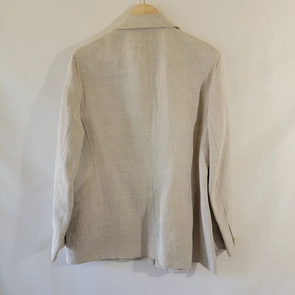 Harve Benard Women's Oatmeal Linen Blend Jacket Sz 14 Button Front Minimalist